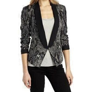 Kenneth Cole Gray Snakeprint Women's Fitted Jacket Blazer Size 8 Snakeskin NEW